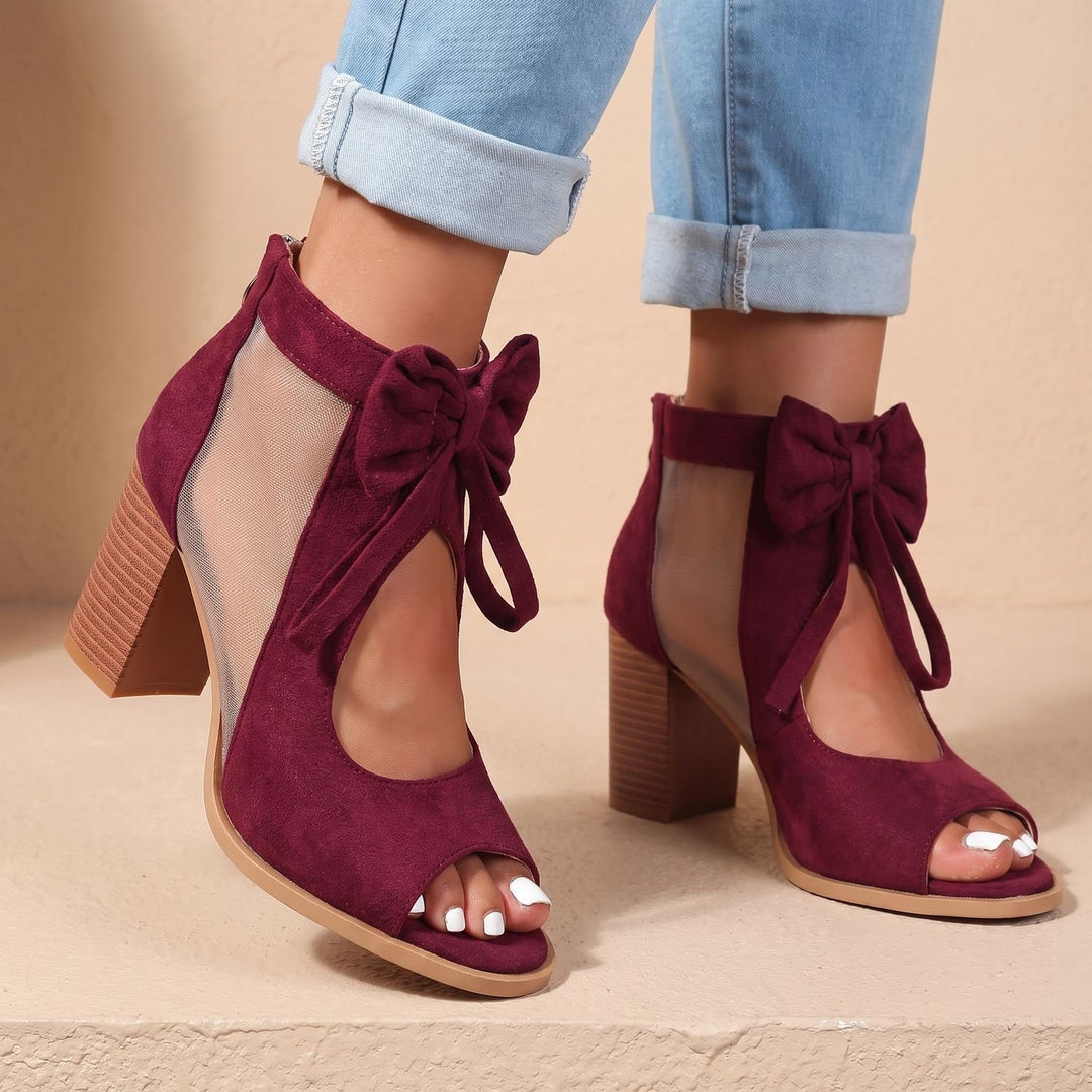 Women's Bow-Tie Block-Heel Open-Toe Orthopedic Sandals