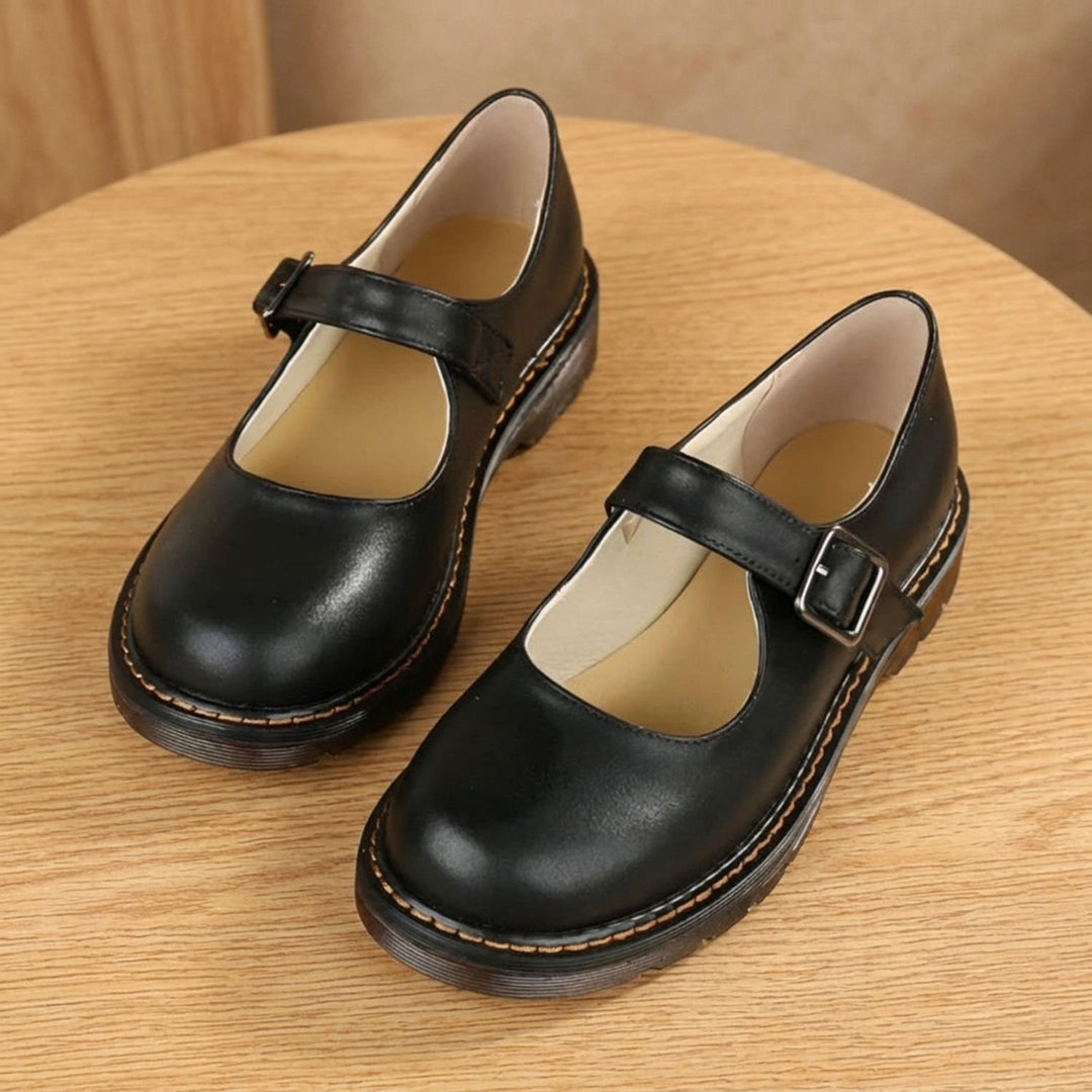 Women's Buckle-Strap Round-Toe Mary Jane Shoes Flats