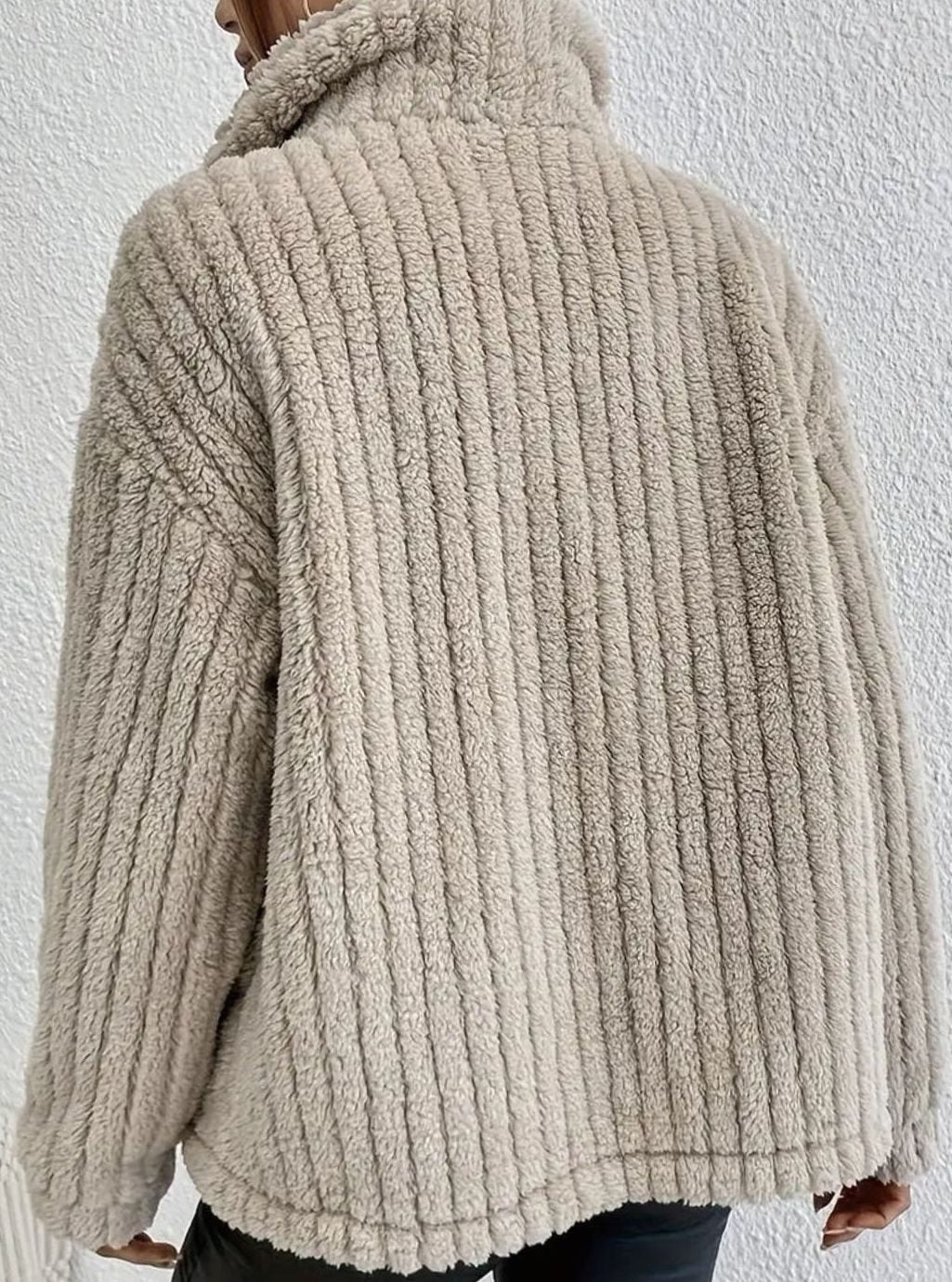 Women's Button-Front Teddy Fleece Jacket with Patch Pockets