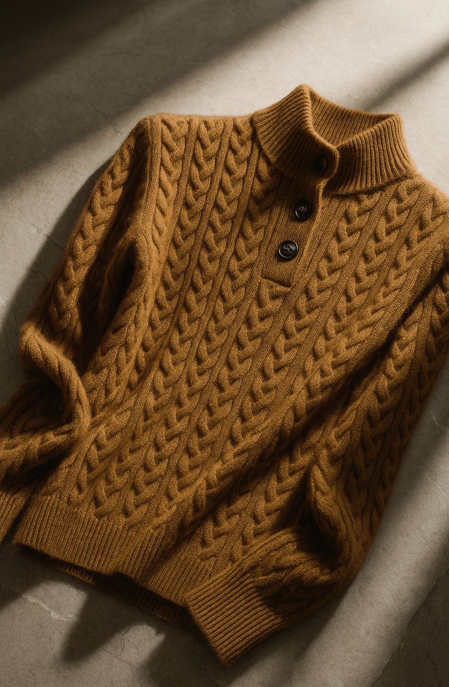 Women's Cable-Knit Button-Neck Long-Sleeve Sweater