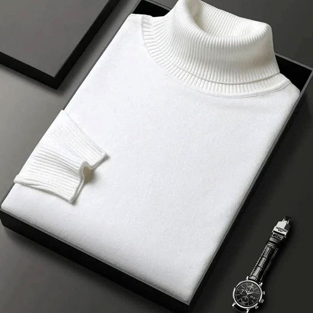 Women's Cashmere-Blend Ribbed Turtleneck Sweater - White