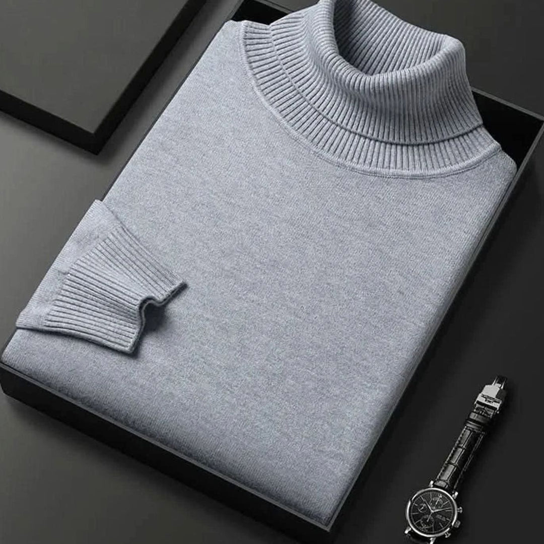 Women's Cashmere-Blend Ribbed Turtleneck Sweater - Light Grey