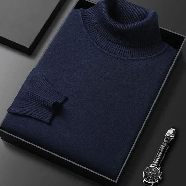 Women's Cashmere-Blend Ribbed Turtleneck Sweater - Navy