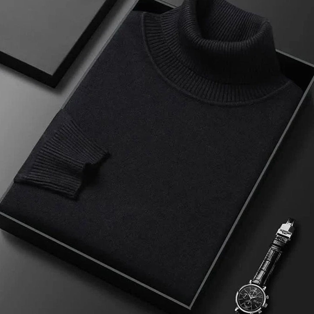 Women's Cashmere-Blend Ribbed Turtleneck Sweater - Black