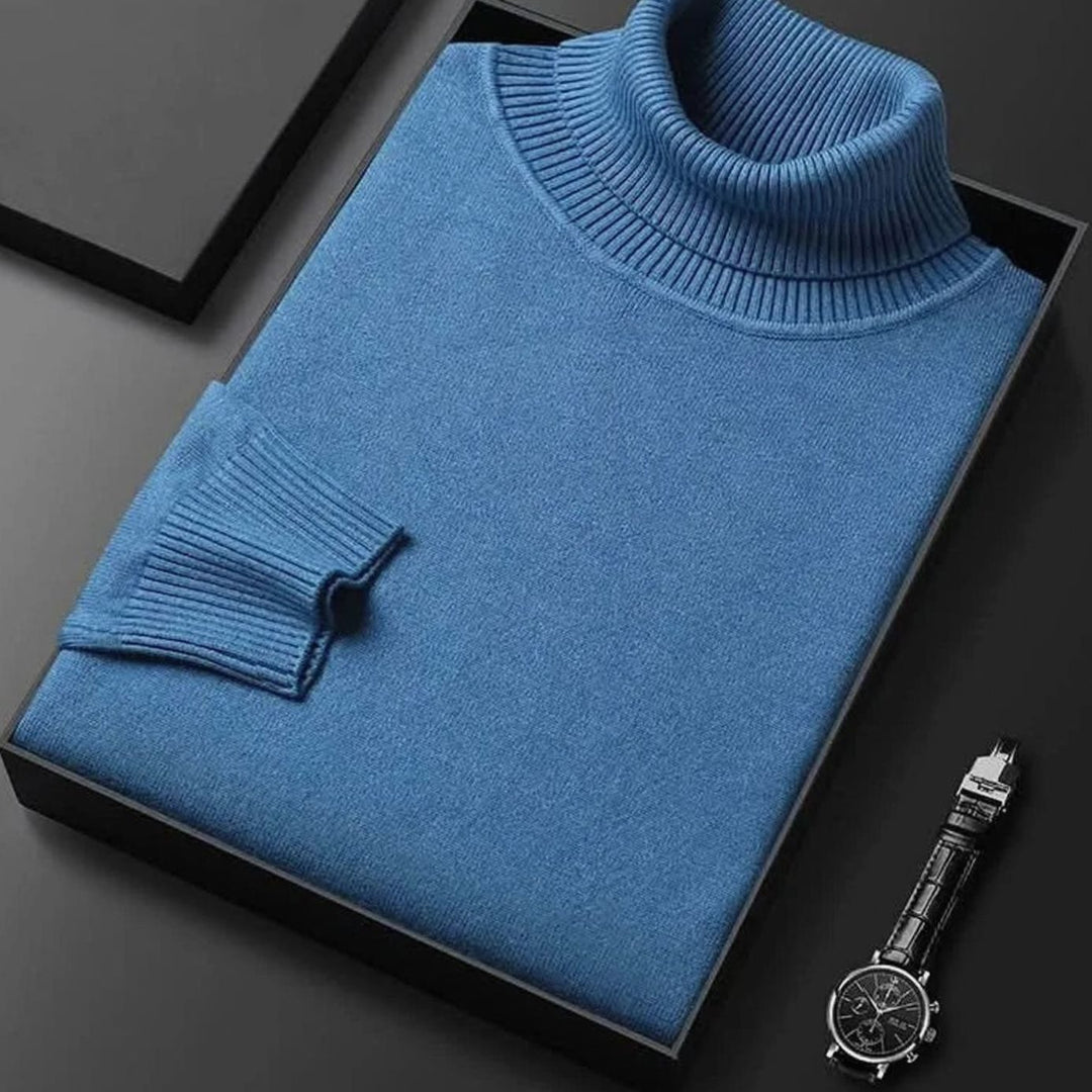 Women's Cashmere-Blend Ribbed Turtleneck Sweater - Blue