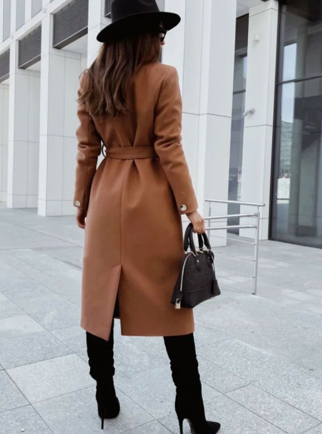 Women's Chic Wool Belted Wrap Long Winter Coat