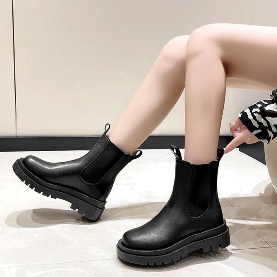 Women's Chunky Lug Sole Slip-On Chelsea Ankle Boots