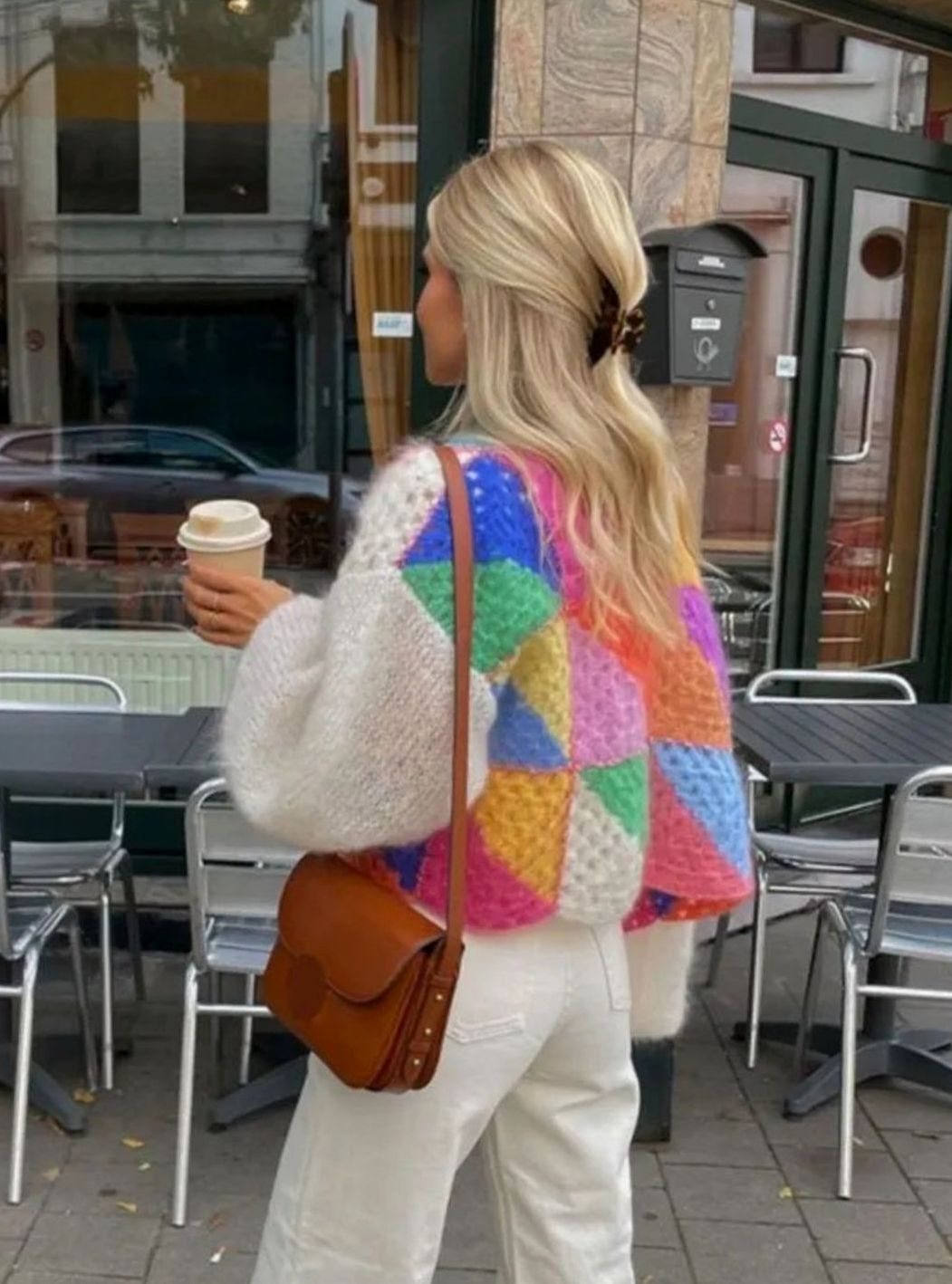 Women's Color Block Cropped Knit Cardigan Sweater