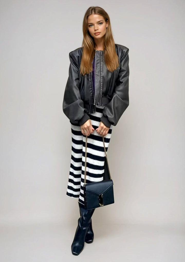 Women's Distressed Faux Suede Zip-Up Bomber Jacket