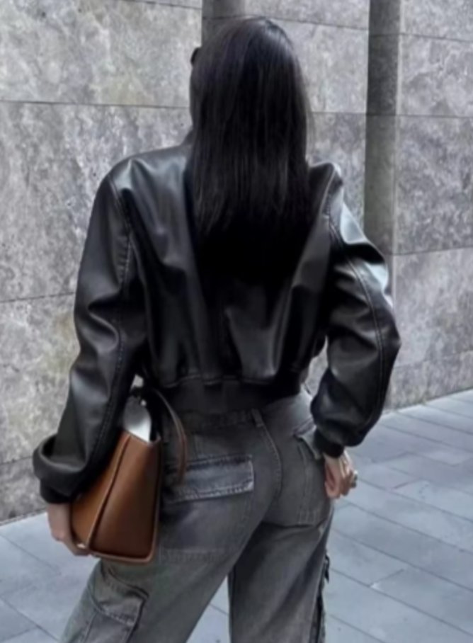 Women's Distressed Faux Suede Zip-Up Bomber Jacket