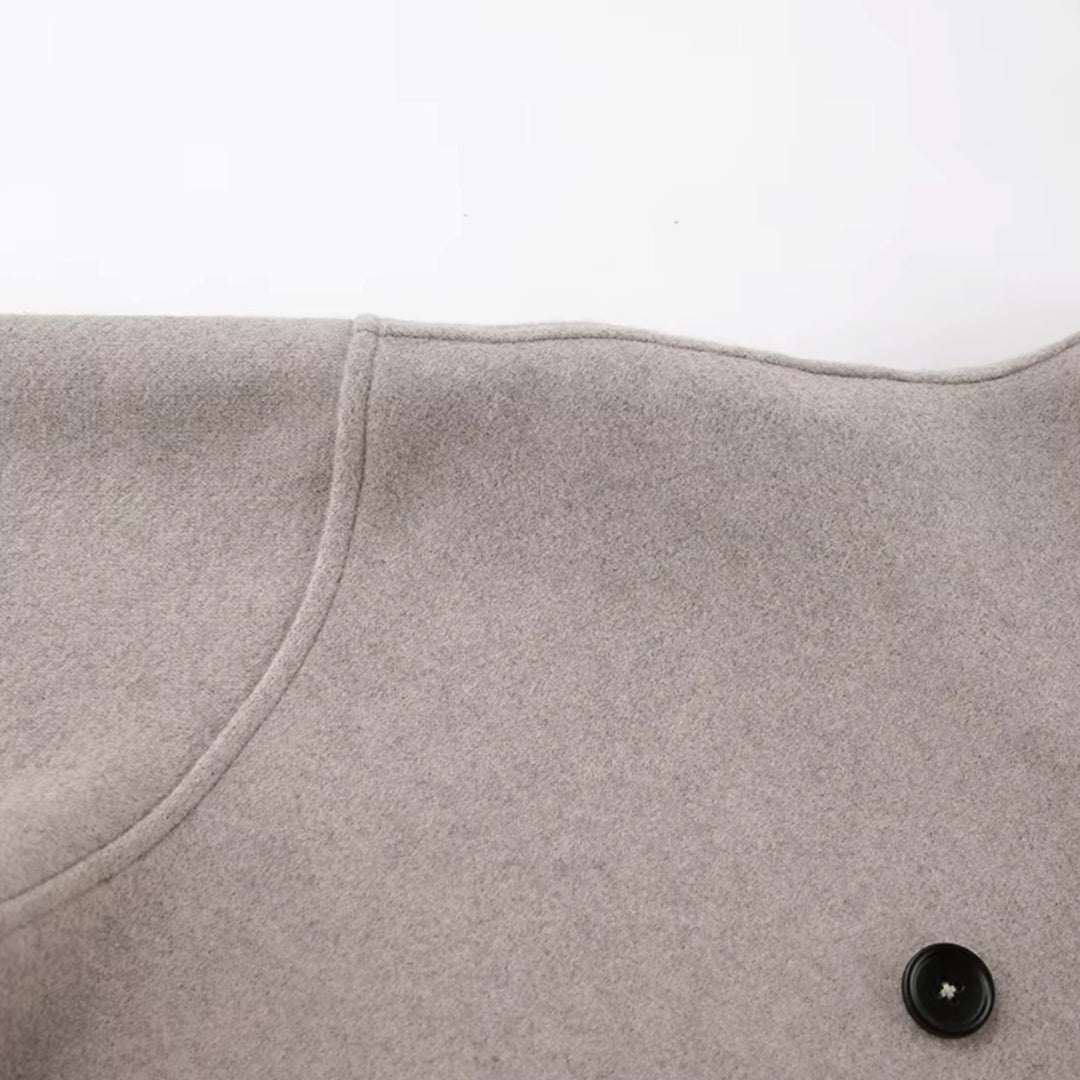 Women's Double-Breasted Hip-Length Wool-Look Winter Coat