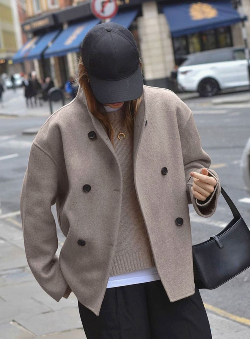 Women's Double Breasted Peacoat Relaxed-Fit Stand-Collar Winter Coat