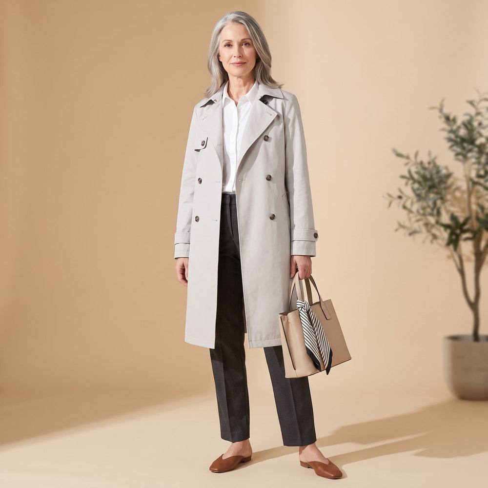Women's Double-Breasted Water-Repellent Long Trench Coat