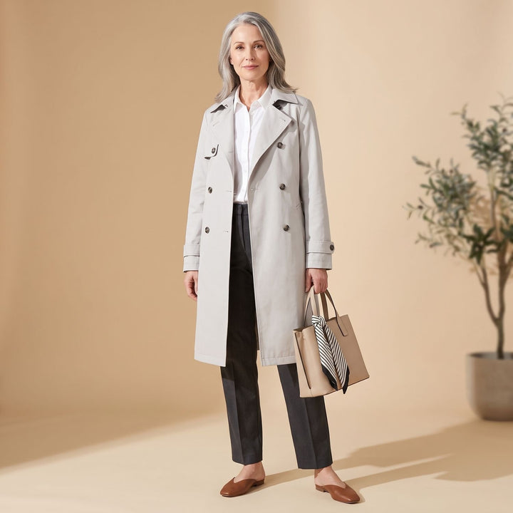 Women's Double-Breasted Water-Repellent Long Trench Coat