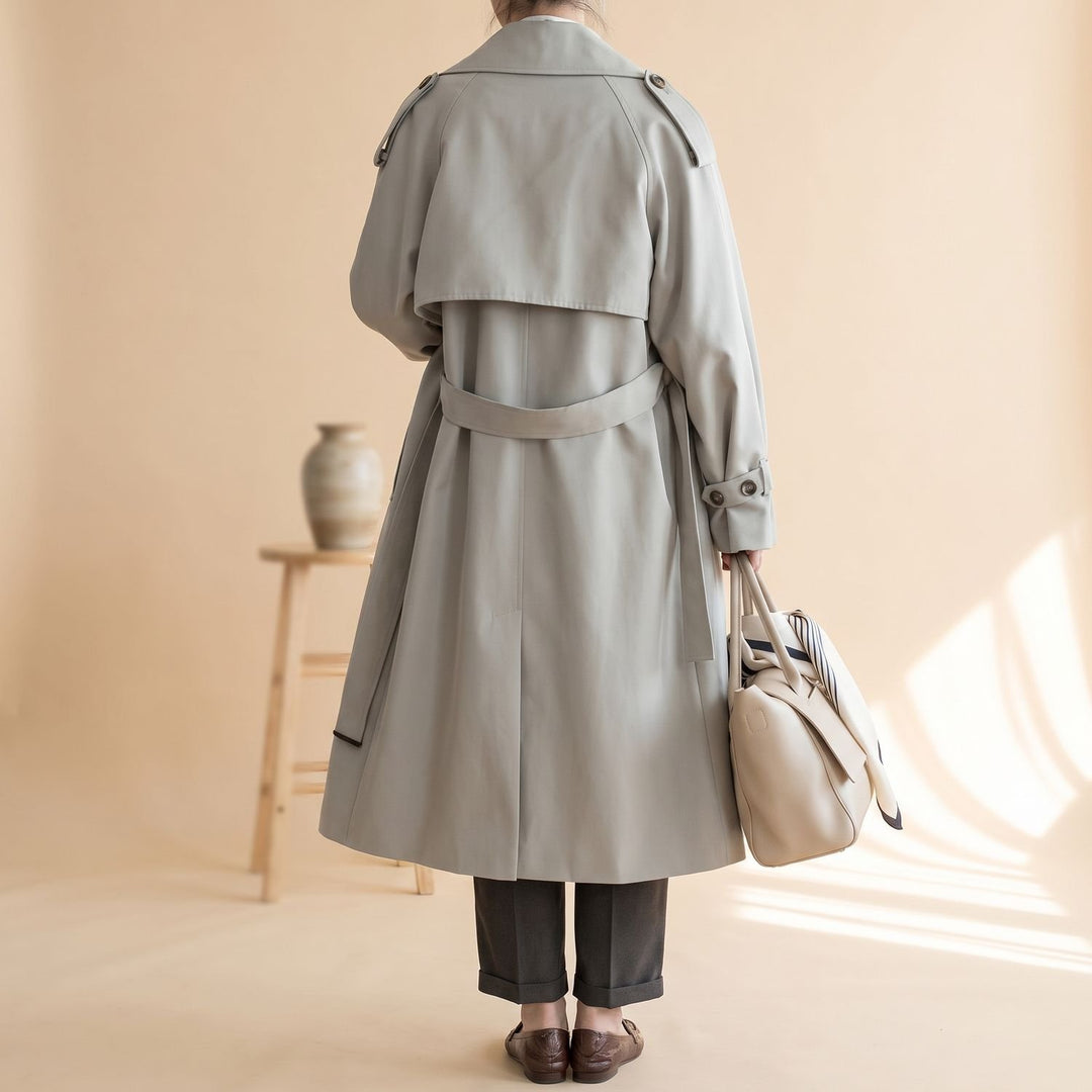 Women's Double-Breasted Water-Repellent Long Trench Coat