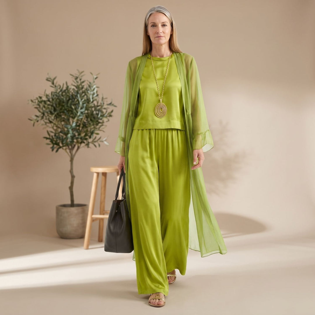 Women's Elegant Three-Piece Wide-Leg Pants Set