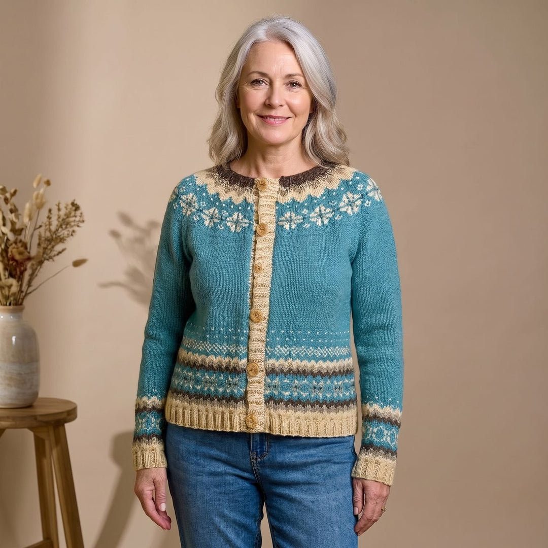 Women's Fair Isle Knit Button-Front Cardigan Sweater