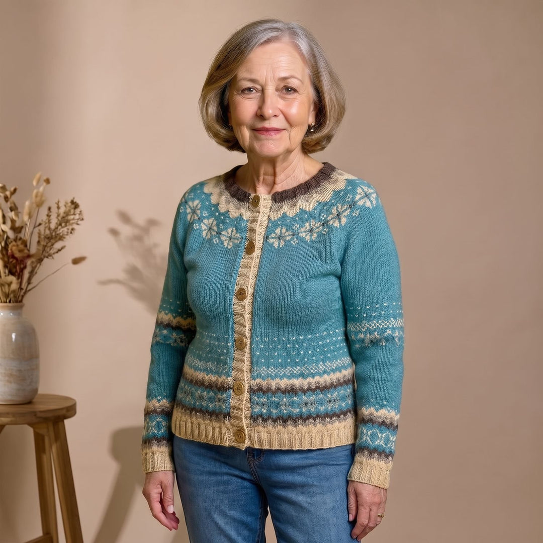 Women's Fair Isle Knit Button-Front Cardigan Sweater