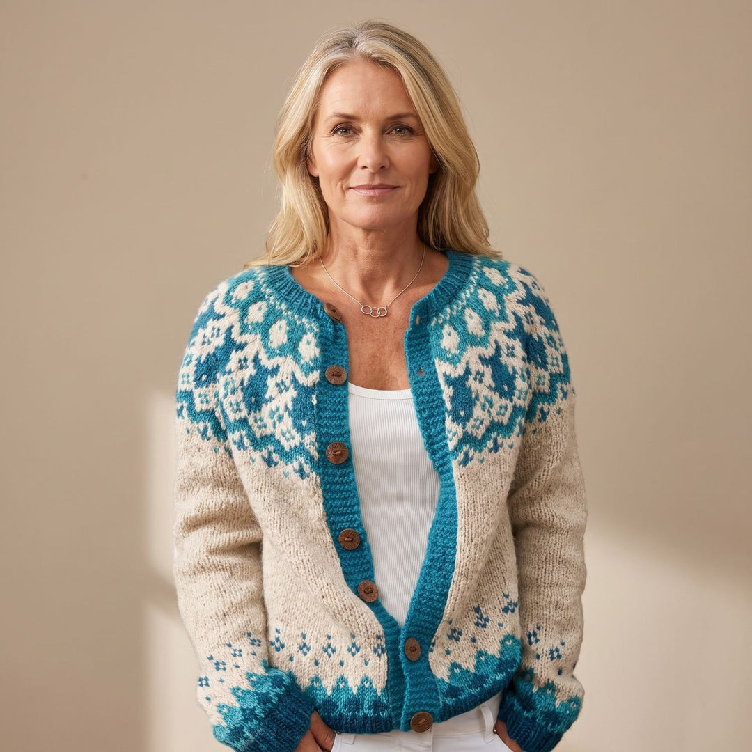 Women's Fair Isle Knit Button-Up Cardigan Sweater