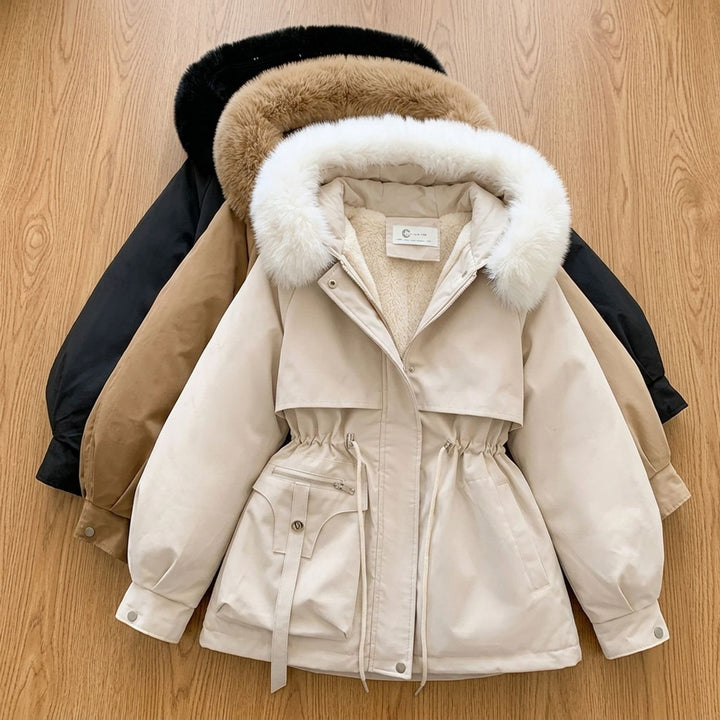 Women's Faux Fur Hood Drawstring Parka Winter Coat