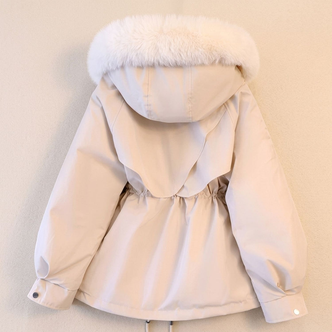 Women's Faux Fur Hood Drawstring Parka Winter Coat