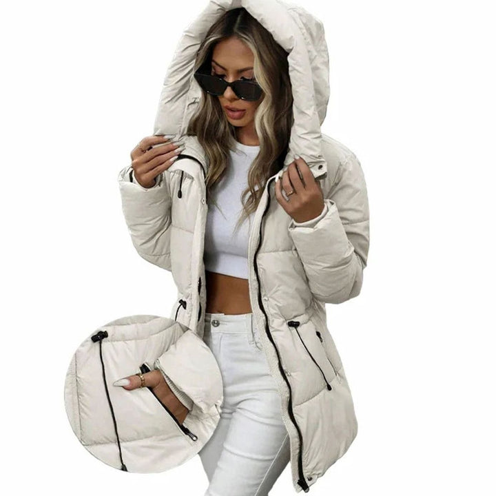 Women's Faux Fur Hooded Cropped Puffer Jacket - White