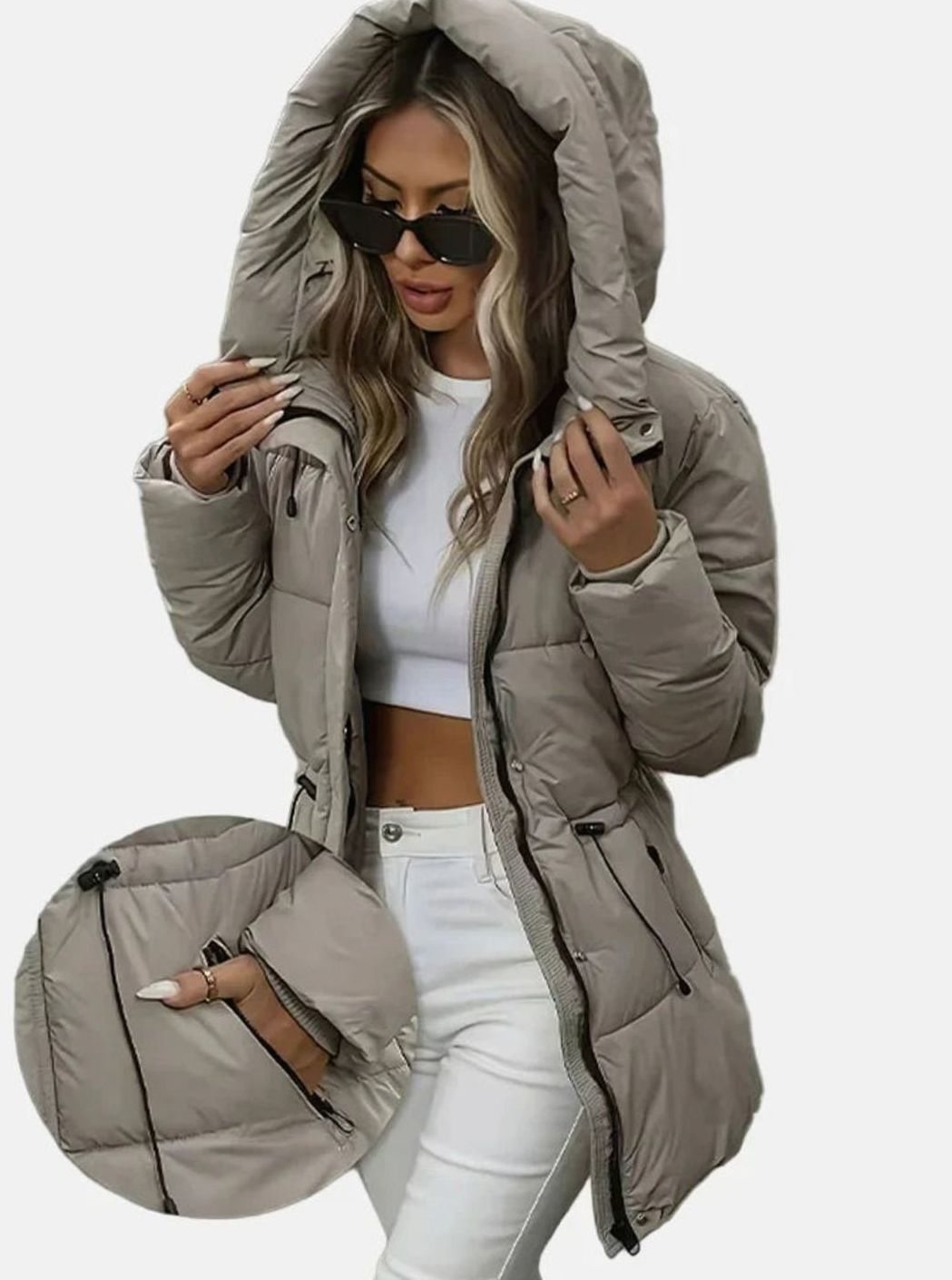Women's Faux Fur Hooded Cropped Puffer Jacket