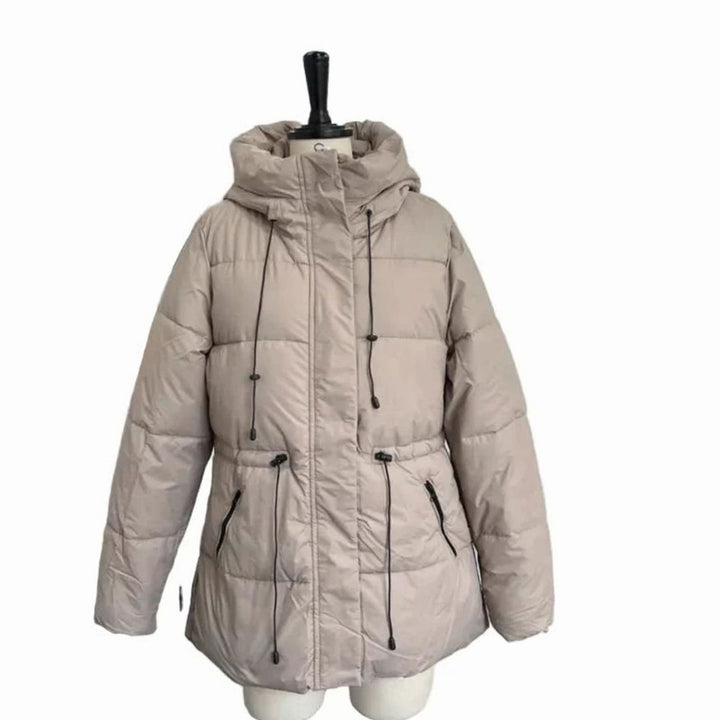 Women's Faux Fur Hooded Cropped Puffer Jacket - Khaki