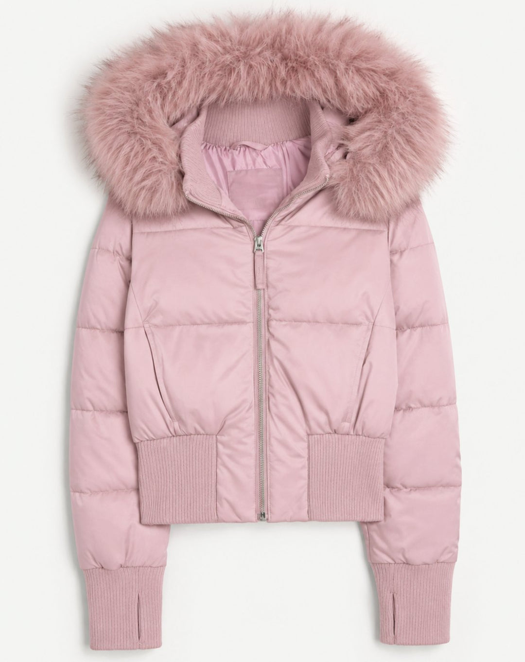 Women's Faux Fur Hooded Cropped Puffer Jacket