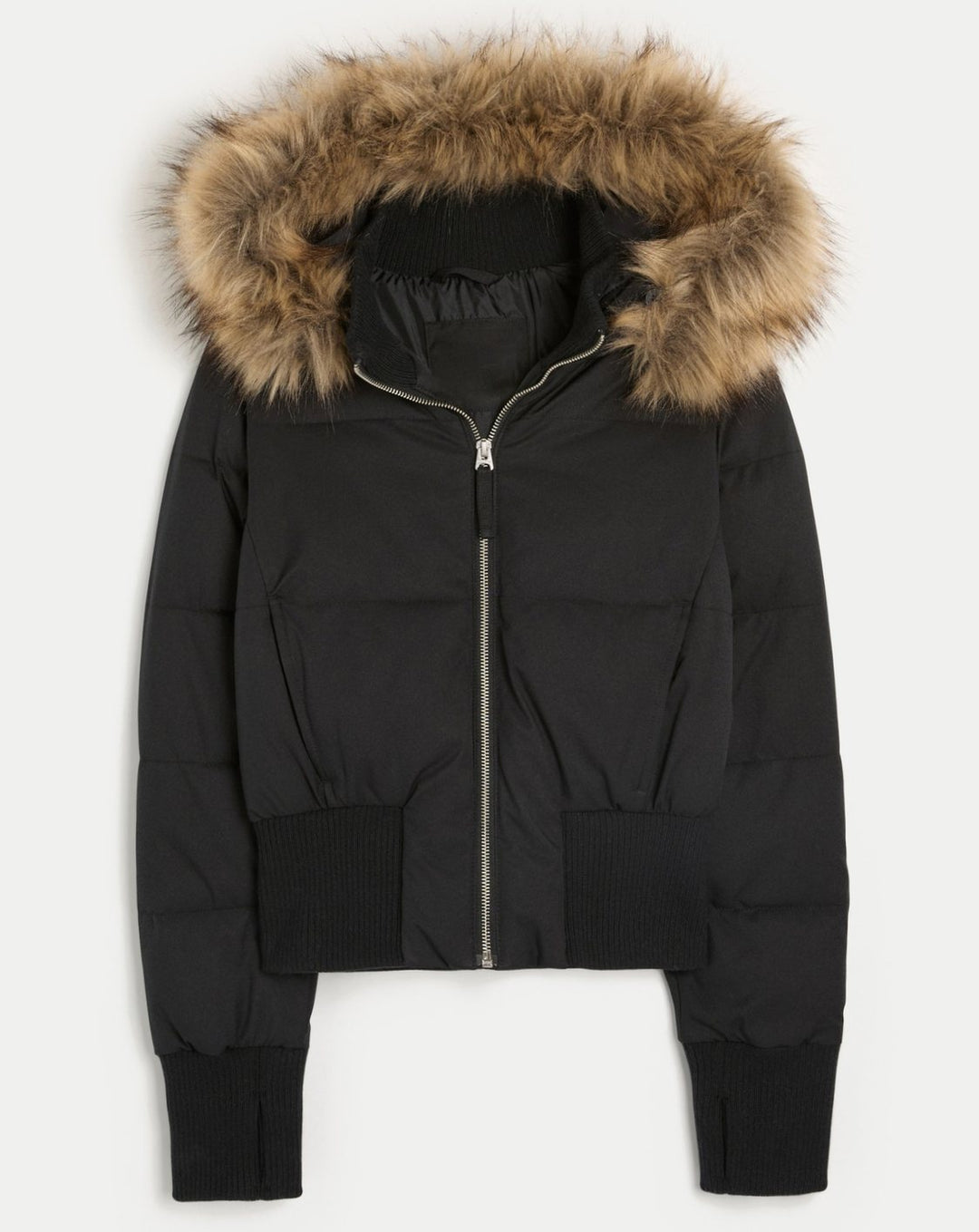 Women's Faux Fur Hooded Cropped Puffer Jacket