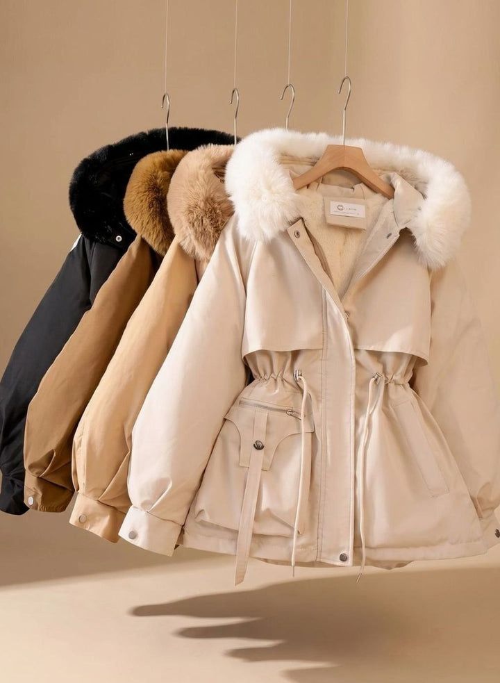Women's Faux-Fur Hooded Drawstring Cinched Puffer Jacket
