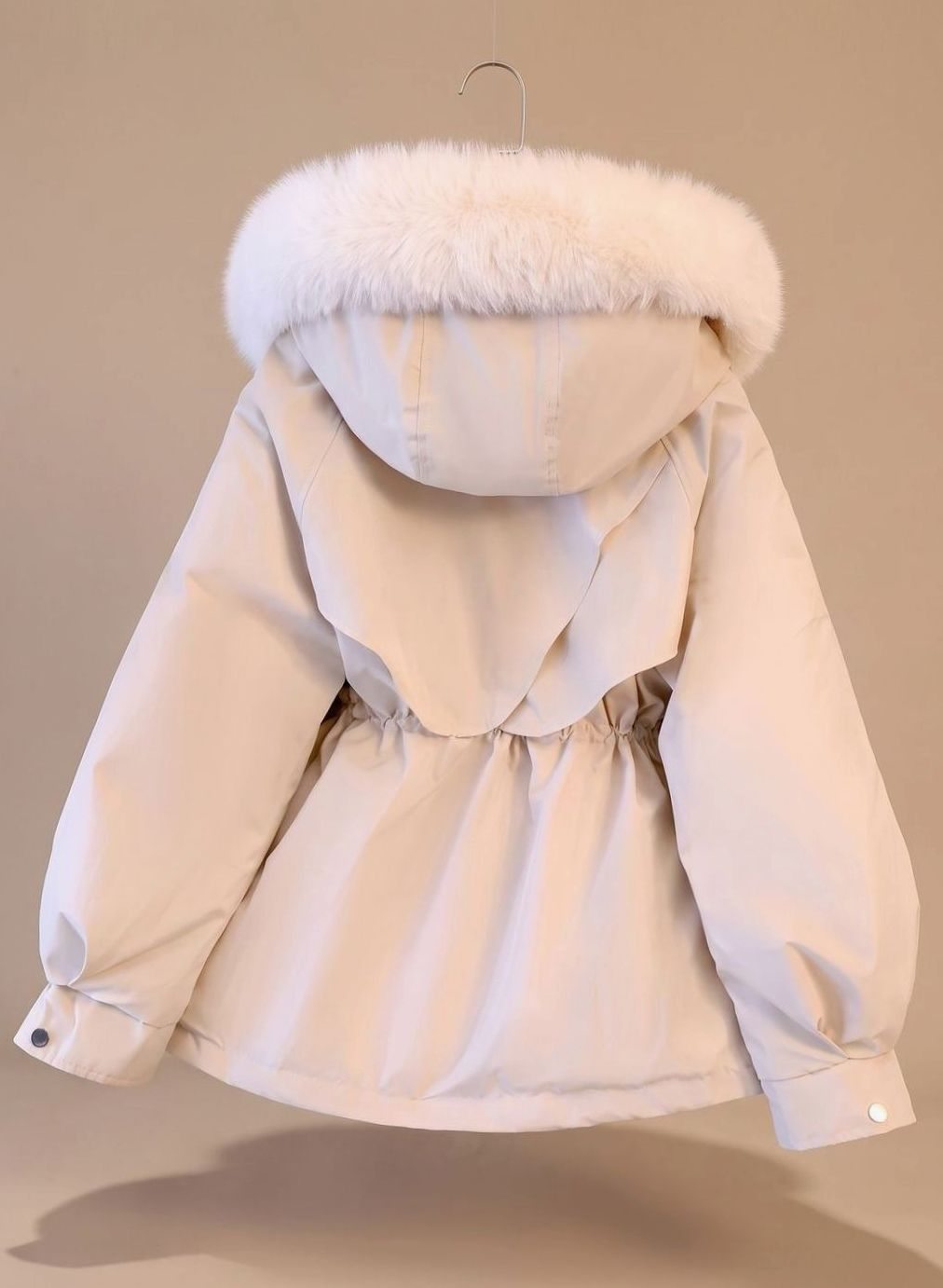 Women's Faux-Fur Hooded Drawstring Cinched Puffer Jacket