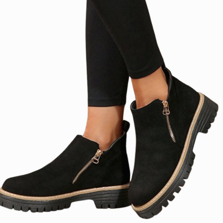 Women's Faux Suede Platform Ankle Boots Side Zipper
