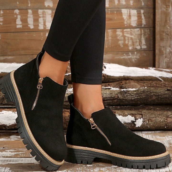 Women's Faux Suede Platform Ankle Boots Side Zipper