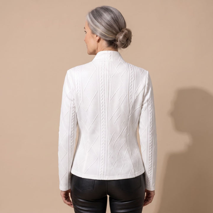 Women's Fitted Cable-Knit Geometric Button Womens Blazer