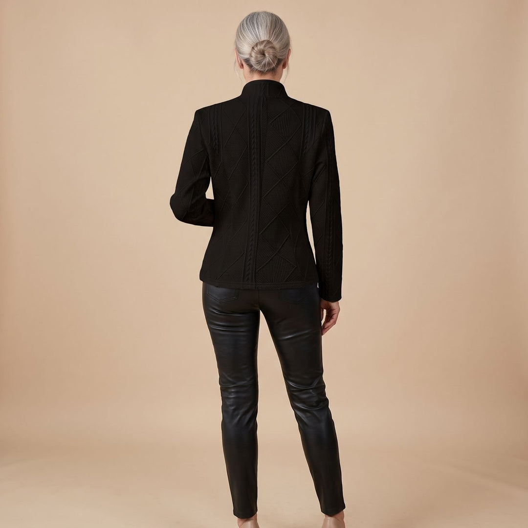 Women's Fitted Cable-Knit Geometric Button Womens Blazer