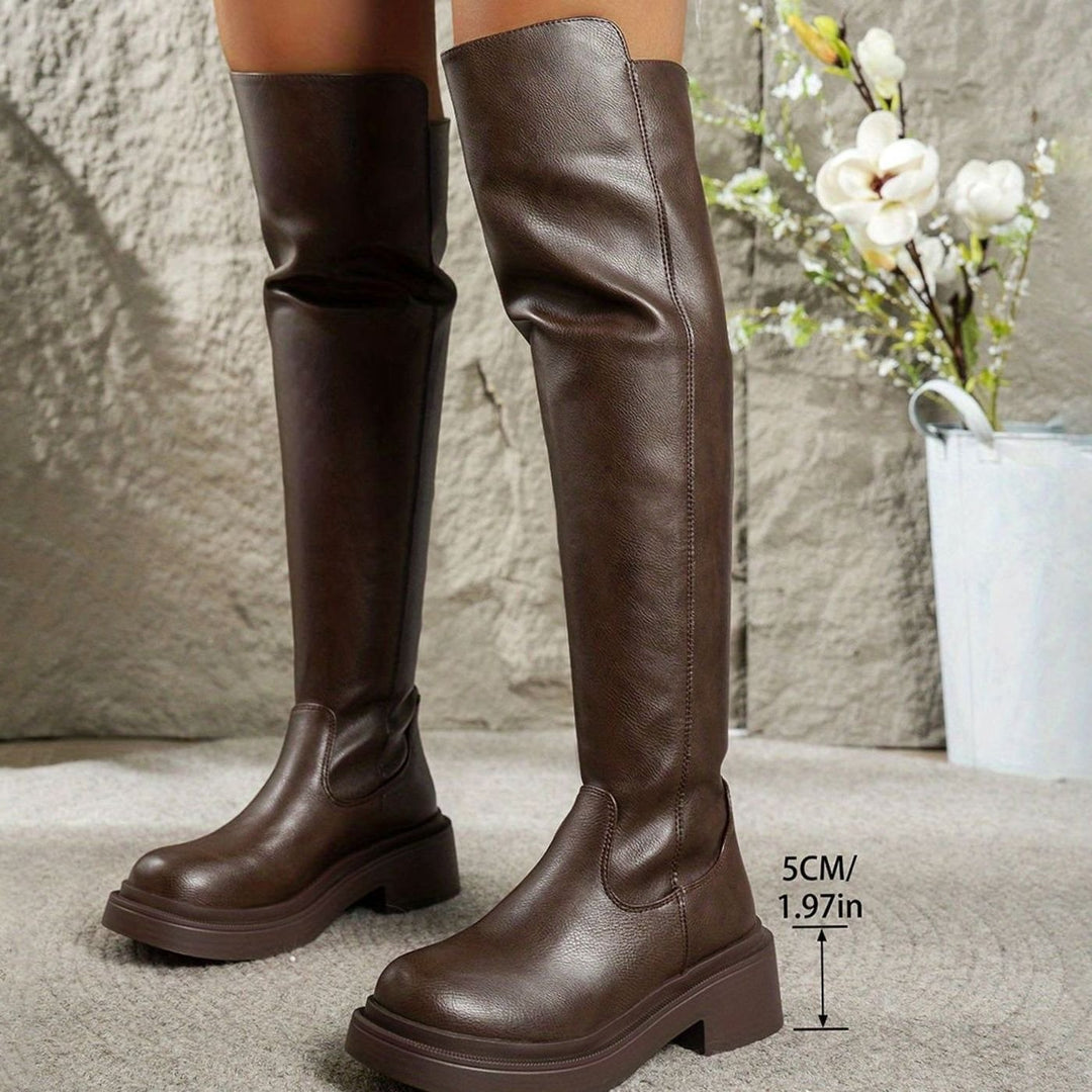 Women's Flat Over-the-Knee Side-Zip Stretch-Back Boots