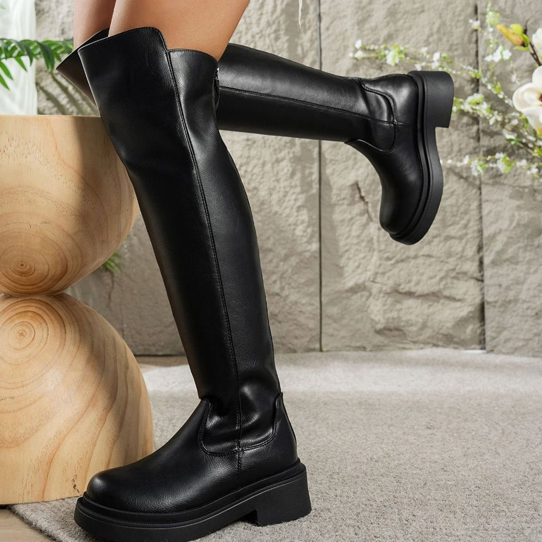 Women's Flat Over-the-Knee Side-Zip Stretch-Back Boots