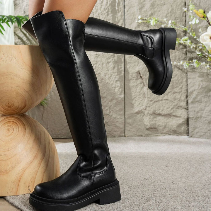 Women's Flat Over-the-Knee Side-Zip Stretch-Back Boots