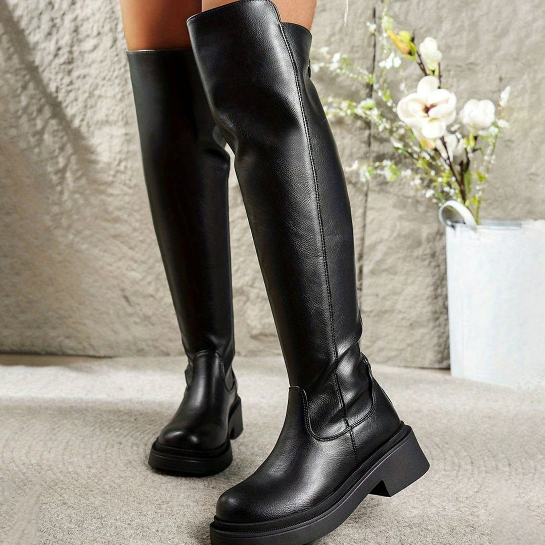 Women's Flat Over-the-Knee Side-Zip Stretch-Back Boots