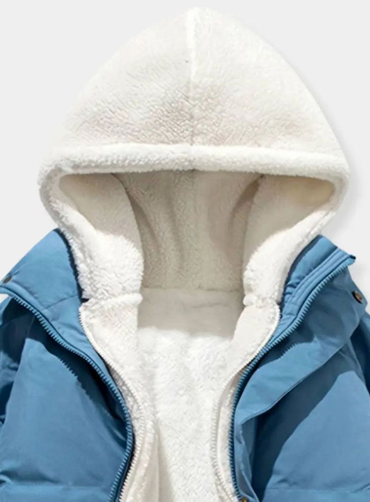 Women's Fleece-Lined Hooded Puffer Zip-Up Winter Jacket