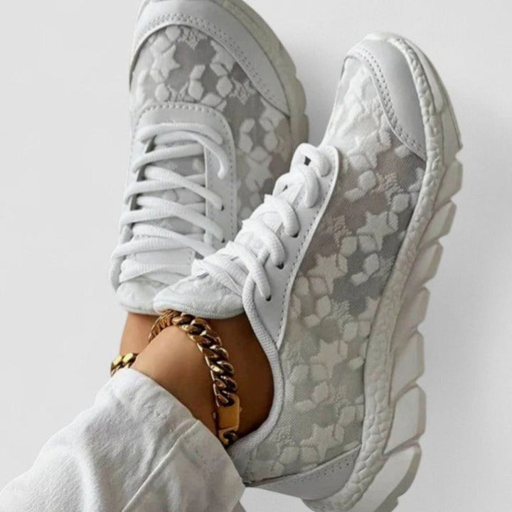 Women's Floral Lace Chunky Platform Lace-Up Sneakers