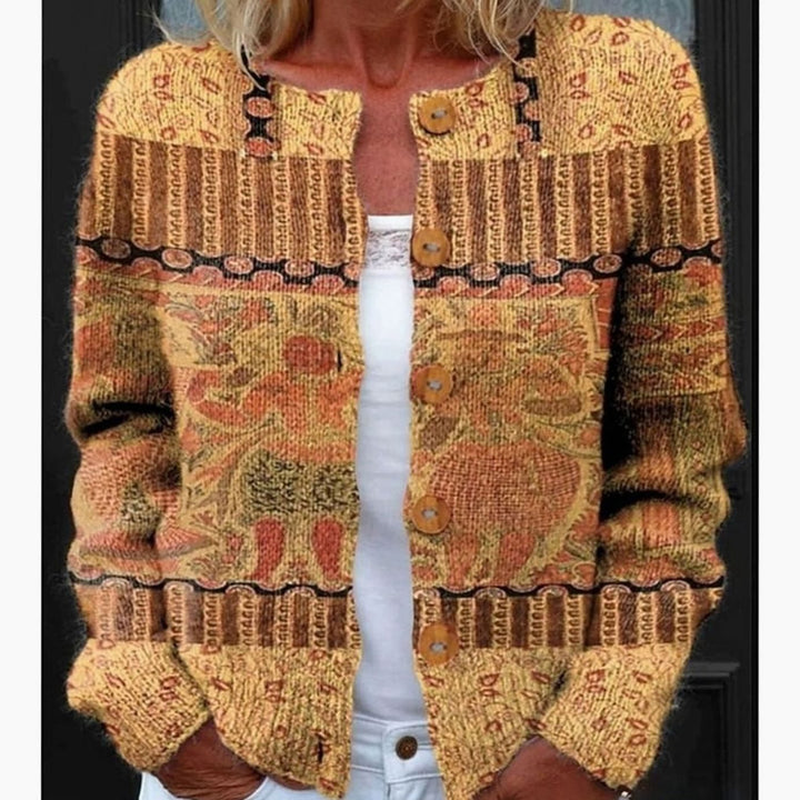 Women's Floral Long-Sleeve Knit Button-Front Cardigan