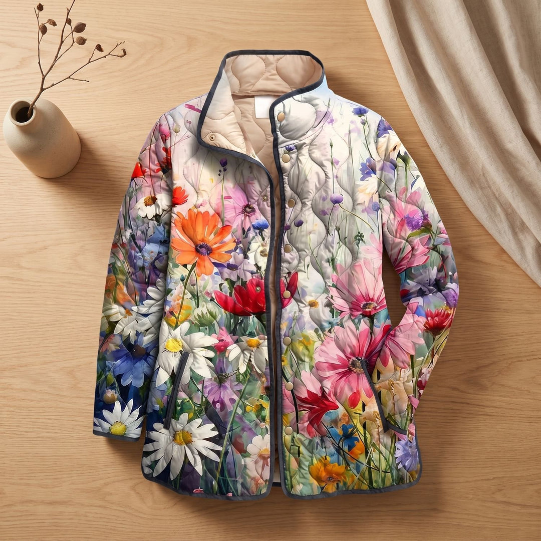 Women's Floral Print Lightweight Quilted Jacket