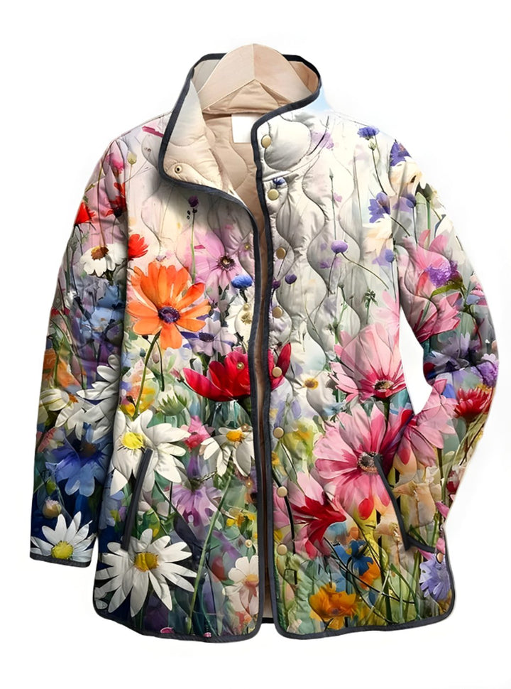 Women's Floral Quilted Lightweight Zip-Up Jacket