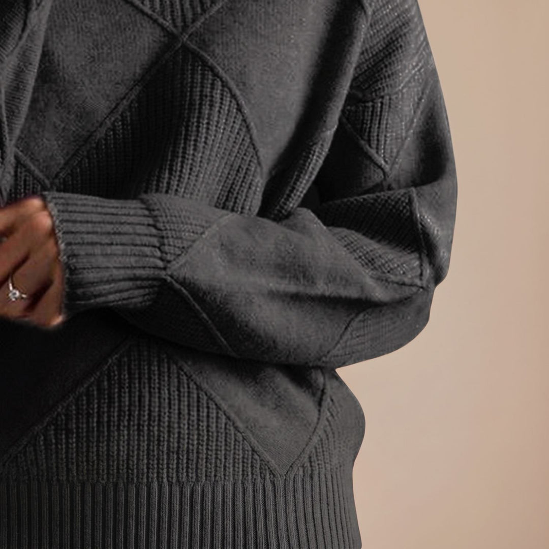 Women's Geometric Turtleneck Knit Pullover Sweater