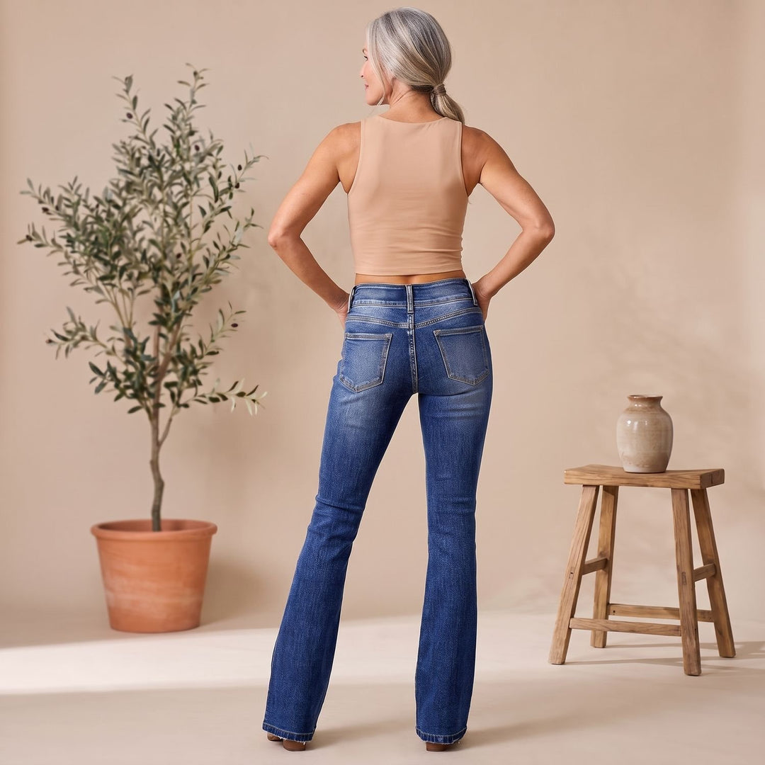 Women's High-Waist Flared Bootcut Stretch Jeans