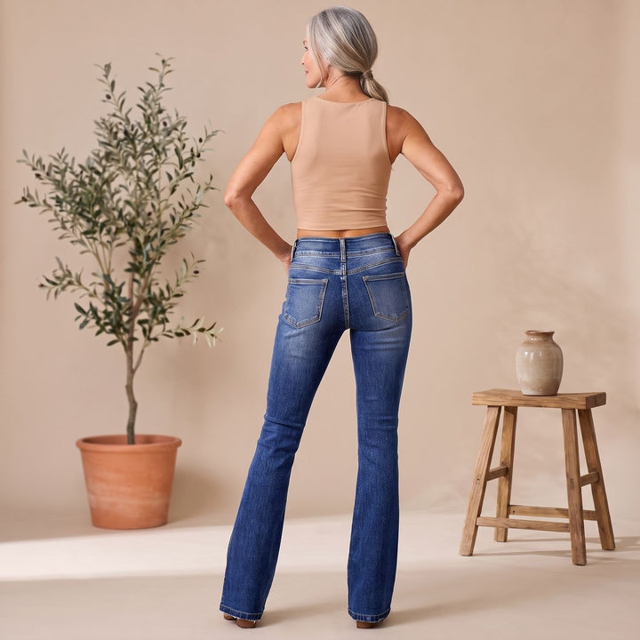 Women's High-Waist Flared Bootcut Stretch Jeans