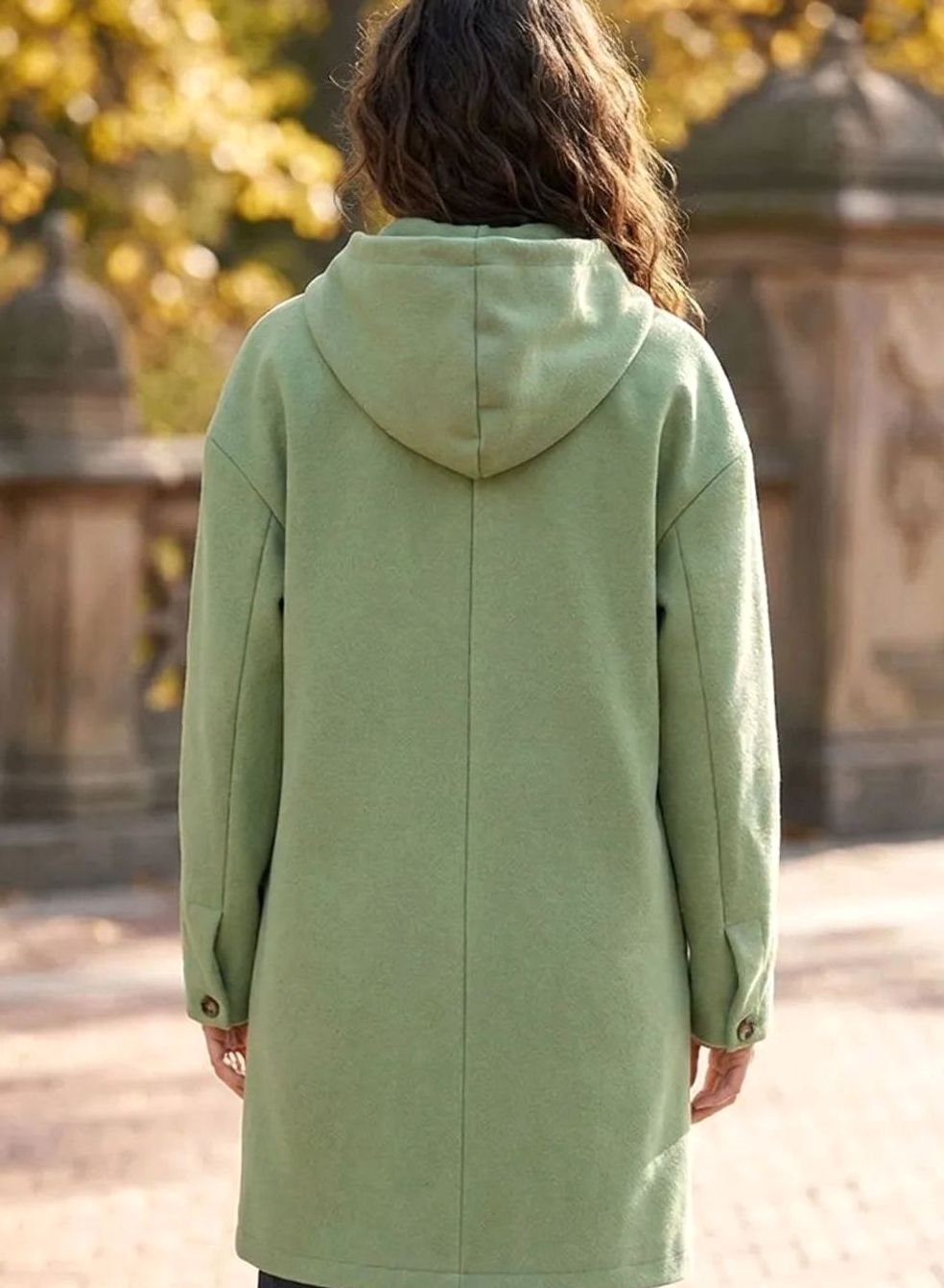 Women's Hooded Button-Front Fleece Coat Regular Fit