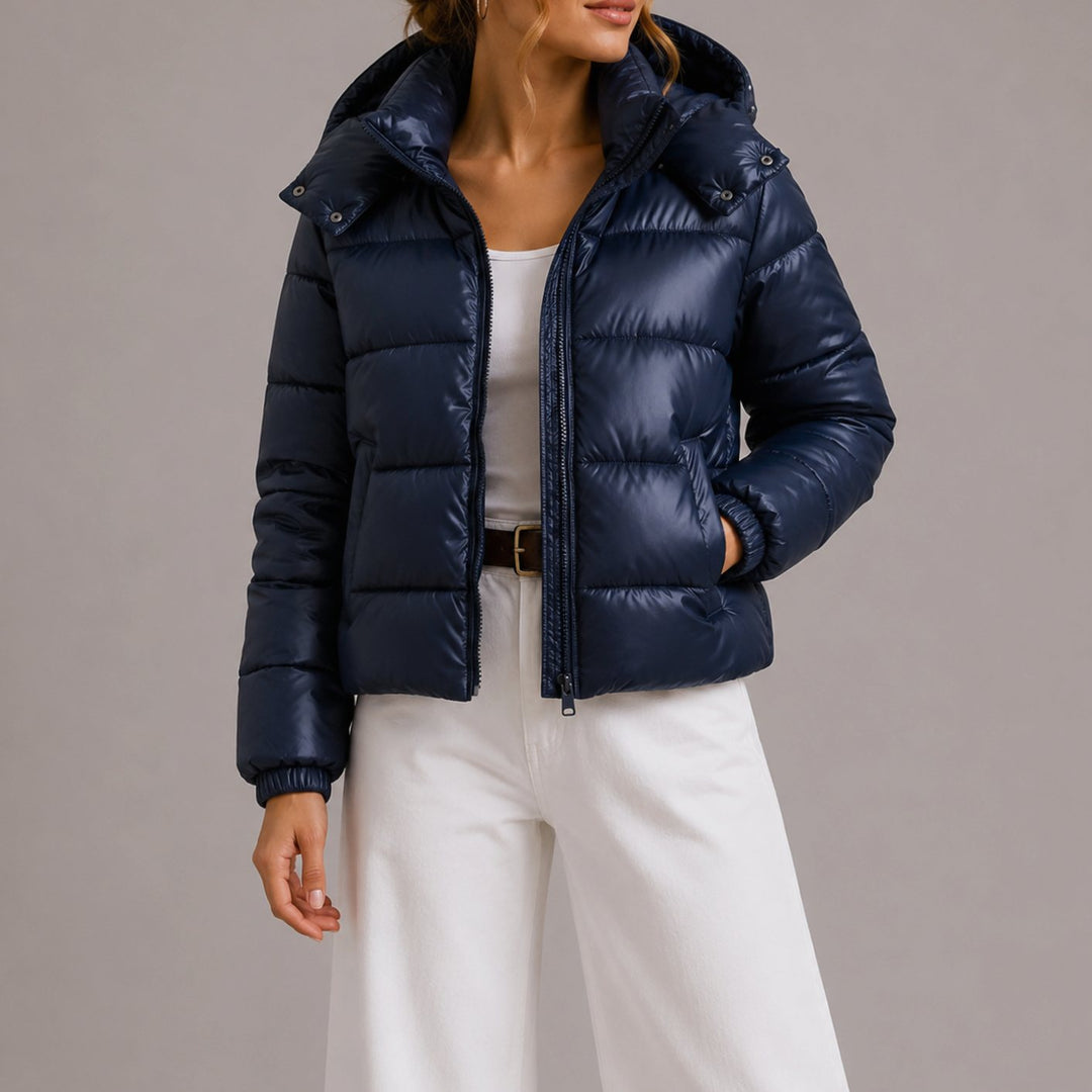 Women's Hooded Glossy Quilted Puffer Jacket